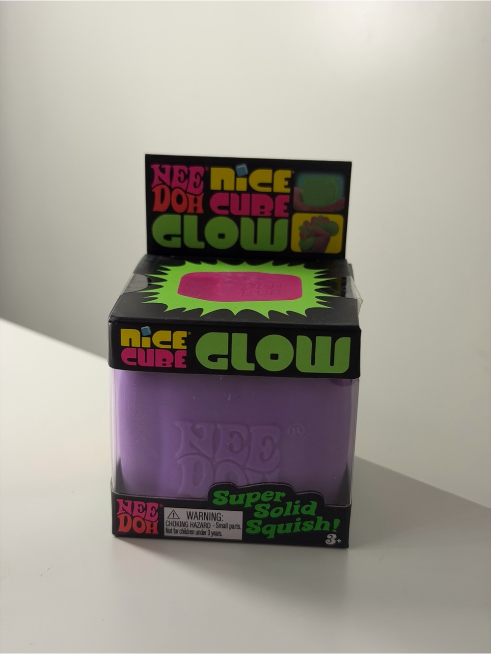 Nee Doh Nice Cube Glow Squish Toy - Purple
